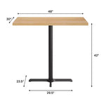 Piano del Tavolo Rettangolare per Interni Commerciali in Legno Massello Bennett di Flash Furniture con Base a X in Ghisa Antiruggine ad Altezza Bar 23.5 x 29.5