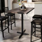 Piano del Tavolo Rettangolare per Interni Commerciali in Legno Massello Bennett di Flash Furniture con Base a X in Ghisa Antiruggine ad Altezza Bar 23.5 x 29.5