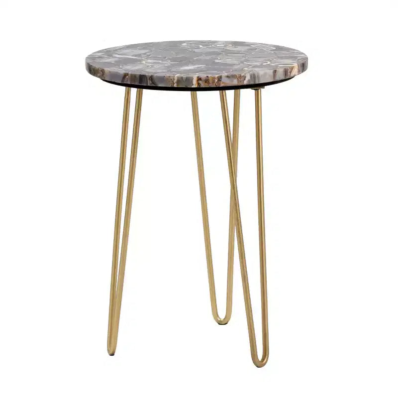 Crestview Collection Round Gold Agate Accent_End Table