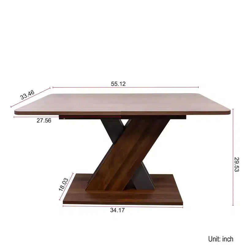 Tavolo da pranzo rettangolare allungabile con base a X, Noce