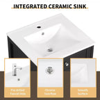 Mobile Bagno da 20" con Lavabo, Anta Ammortizzata, Ripiani Regolabili, Nero
