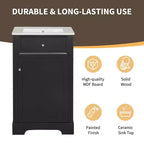Mobile Bagno da 20" con Lavabo, Anta Ammortizzata, Ripiani Regolabili, Nero