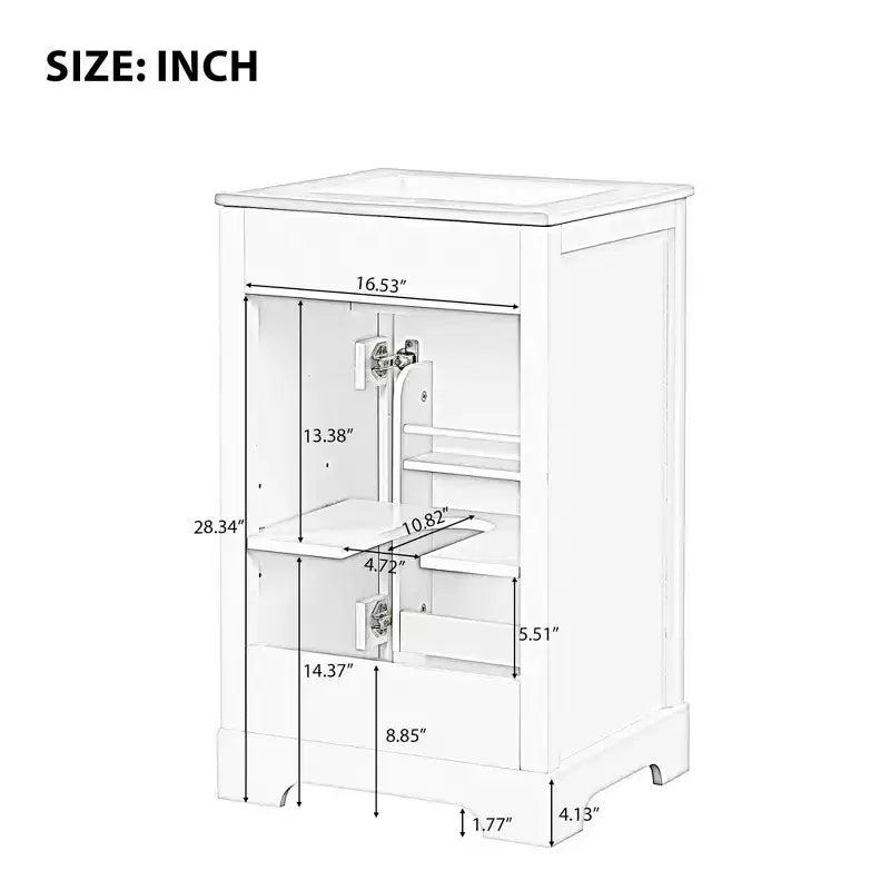 Mobile Bagno da 20" con Lavabo, Anta Ammortizzata, Ripiani Regolabili, Nero