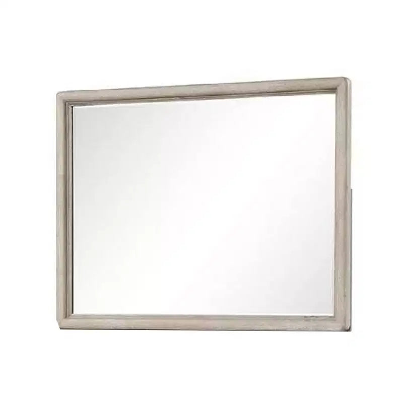 Specchio per Comò, Vetro Smussato, Legno Massello Rovere Marrone, 34x45