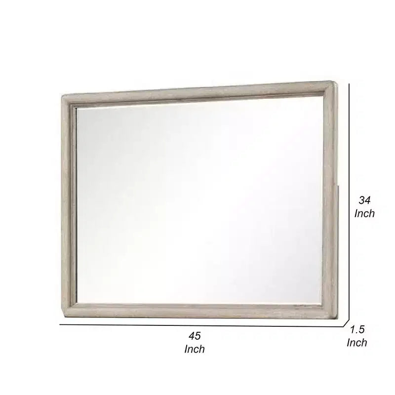 Specchio per Comò, Vetro Smussato, Legno Massello Rovere Marrone, 34x45