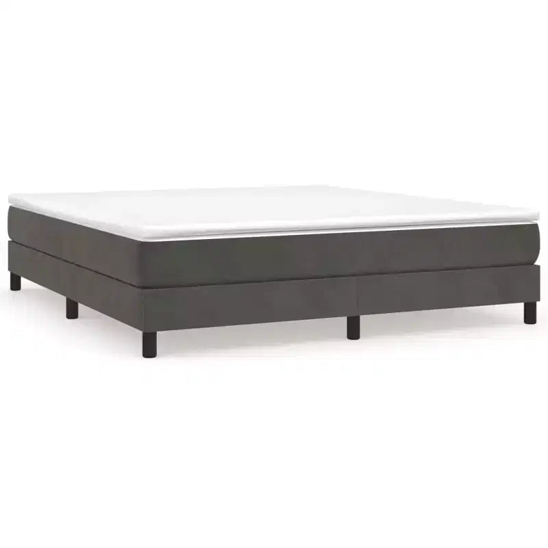 Struttura letto in velluto grigio scuro, compensato, legno ingegnerizzato King