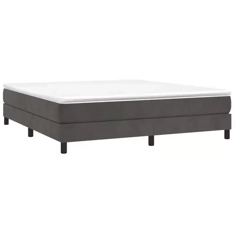 Struttura letto in velluto grigio scuro, compensato, legno ingegnerizzato King