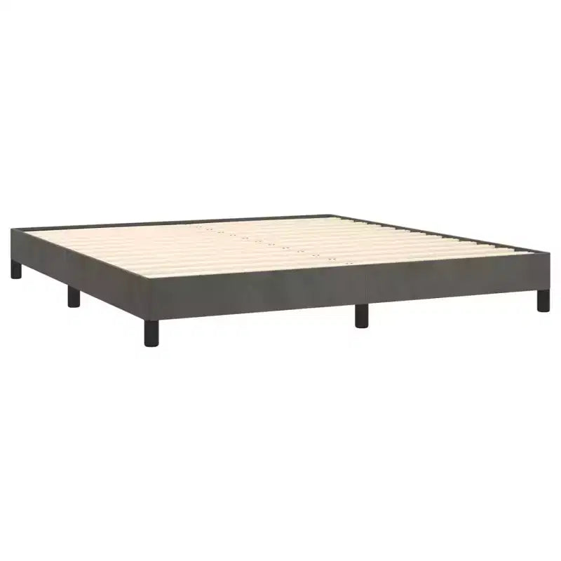 Struttura letto in velluto grigio scuro, compensato, legno ingegnerizzato King