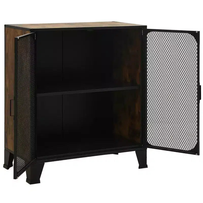 Mobile credenza schedario con ante per soggiorno in metallo e legno ingegnerizzato