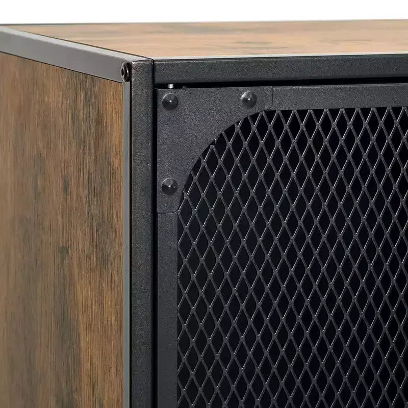 Mobile credenza schedario con ante per soggiorno in metallo e legno ingegnerizzato