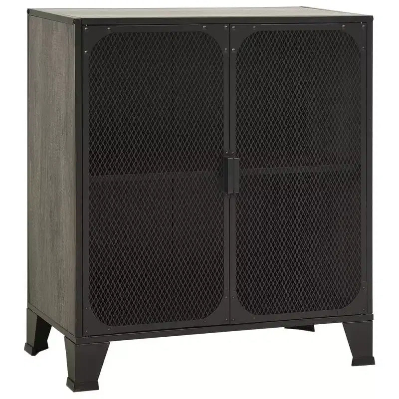 Mobile credenza schedario con ante per soggiorno in metallo e legno ingegnerizzato