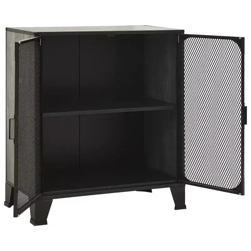 Mobile credenza schedario con ante per soggiorno in metallo e legno ingegnerizzato