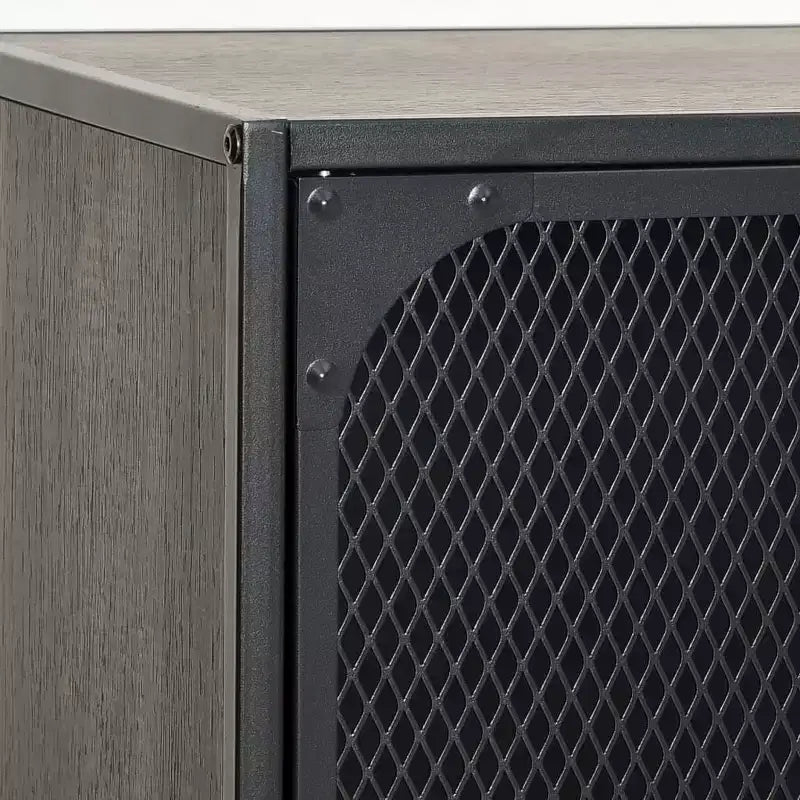 Mobile credenza schedario con ante per soggiorno in metallo e legno ingegnerizzato