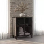 Mobile credenza schedario con ante per soggiorno in metallo e legno ingegnerizzato