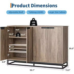 Madia Credenza, Consolle da Ingresso Larga 140cm con 4 Ante e Ripiani Regolabili, Mobile Bar in Legno per Soggiorno, Sala da Pranzo, Cucina