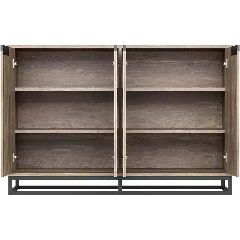 Madia Credenza, Consolle da Ingresso Larga 140cm con 4 Ante e Ripiani Regolabili, Mobile Bar in Legno per Soggiorno, Sala da Pranzo, Cucina