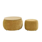 TUYOHW Poggiapiedi rotondo con contenitore, tavolino e poggiapiedi 2 in 1 con coperchio rimovibile, diametro 63,5 cm, nessun montaggio richiesto, pouf per soggiorno, ingresso