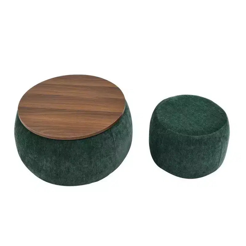 TUYOHW Poggiapiedi rotondo con contenitore, tavolino e poggiapiedi 2 in 1 con coperchio rimovibile, diametro 63,5 cm, nessun montaggio richiesto, pouf per soggiorno, ingresso