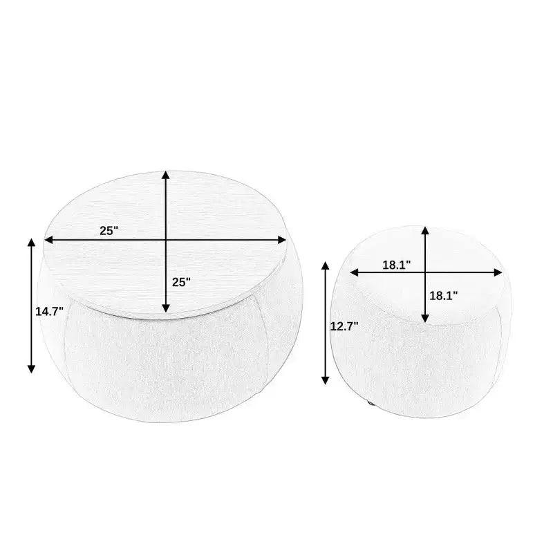 TUYOHW Poggiapiedi rotondo con contenitore, tavolino e poggiapiedi 2 in 1 con coperchio rimovibile, diametro 63,5 cm, nessun montaggio richiesto, pouf per soggiorno, ingresso