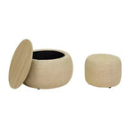 TUYOHW Poggiapiedi rotondo con contenitore, tavolino e poggiapiedi 2 in 1 con coperchio rimovibile, diametro 63,5 cm, nessun montaggio richiesto, pouf per soggiorno, ingresso
