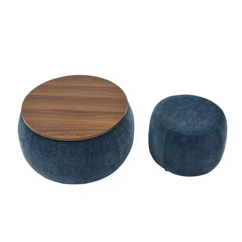 TUYOHW Poggiapiedi rotondo con contenitore, tavolino e poggiapiedi 2 in 1 con coperchio rimovibile, diametro 63,5 cm, nessun montaggio richiesto, pouf per soggiorno, ingresso