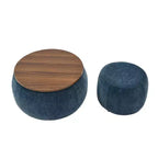 TUYOHW Poggiapiedi rotondo con contenitore, tavolino e poggiapiedi 2 in 1 con coperchio rimovibile, diametro 63,5 cm, nessun montaggio richiesto, pouf per soggiorno, ingresso