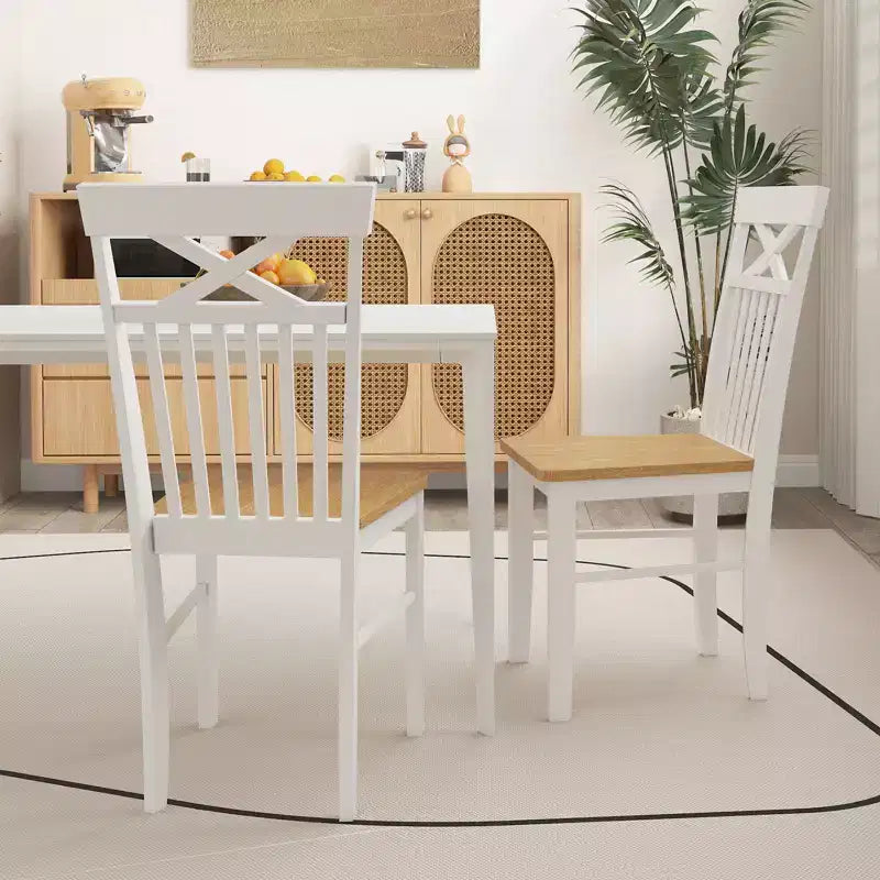 Set di 2 sedie da pranzo Costway in stile rustico, sedie da cucina in legno con struttura in legno di gomma