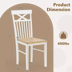 Set di 2 sedie da pranzo Costway in stile rustico, sedie da cucina in legno con struttura in legno di gomma