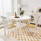 Set di 2 sedie da pranzo Costway in stile rustico, sedie da cucina in legno con struttura in legno di gomma