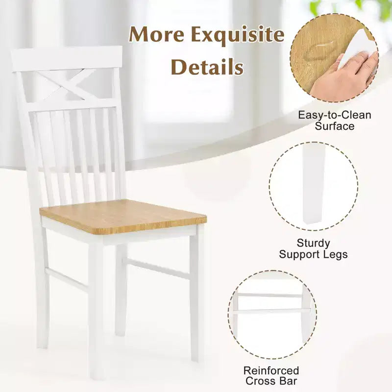 Set di 2 sedie da pranzo Costway in stile rustico, sedie da cucina in legno con struttura in legno di gomma
