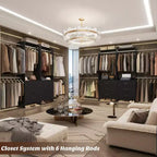 Besiost 142 - Sistema organizer per armadio con aste appendiabiti estensibili, guardaroba con 6 cassetti in legno