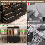 Besiost 142 - Sistema organizer per armadio con aste appendiabiti estensibili, guardaroba con 6 cassetti in legno