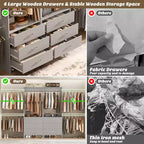 Besiost 142 - Sistema organizer per armadio con aste appendiabiti estensibili, guardaroba con 6 cassetti in legno