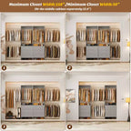 Besiost 142 - Sistema organizer per armadio con aste appendiabiti estensibili, guardaroba con 6 cassetti in legno
