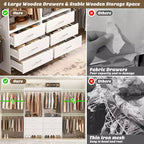 Besiost 142 - Sistema organizer per armadio con aste appendiabiti estensibili, guardaroba con 6 cassetti in legno