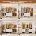 Besiost 142 - Sistema organizer per armadio con aste appendiabiti estensibili, guardaroba con 6 cassetti in legno