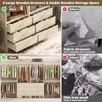 Besiost 142 - Sistema organizer per armadio con aste appendiabiti estensibili, guardaroba con 6 cassetti in legno