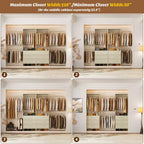 Besiost 142 - Sistema organizer per armadio con aste appendiabiti estensibili, guardaroba con 6 cassetti in legno
