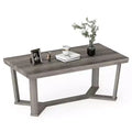 Costway Coffee Table Solid Rubber Wood Center Table w/ Cross-Shaped Base Accent Table