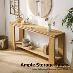 Tavolo Consolle Stretto da Ingresso 63 Farmhouse con Ripiano Contenitore, Tavolo da Corridoio con Bordo Intagliato per Soggiorno o Ufficio - Panipeachy