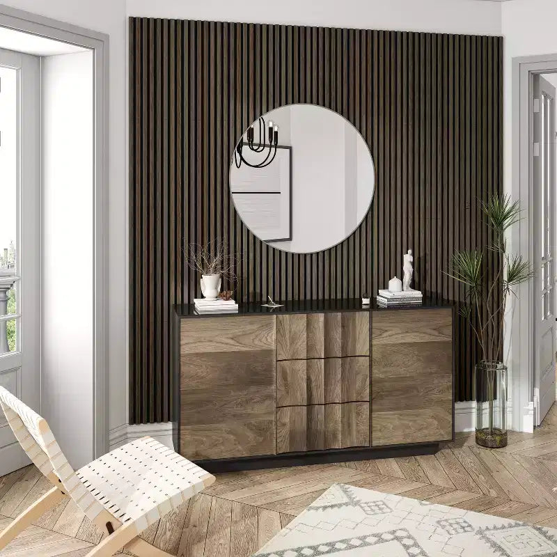 Pannello Fonoassorbente con Venatura del Legno Naturale (60x60x1,7cm, Confezione da 4)