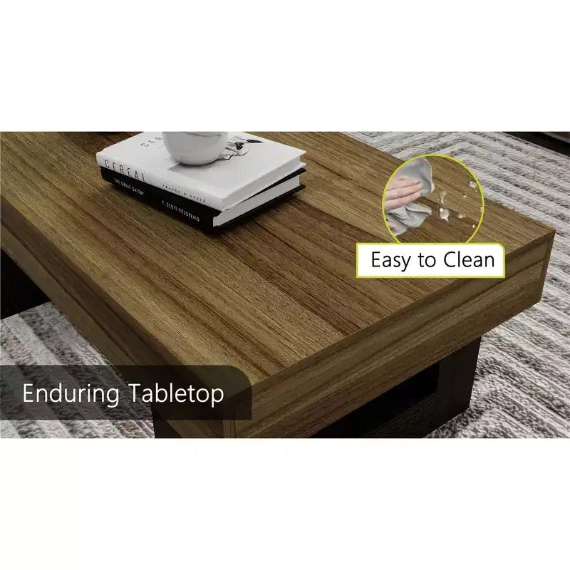 Tavolino da caffè rettangolare in legno rustico marrone AndMakers da 42,51 pollici