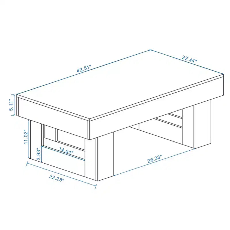 Tavolino da caffè rettangolare in legno rustico marrone AndMakers da 42,51 pollici
