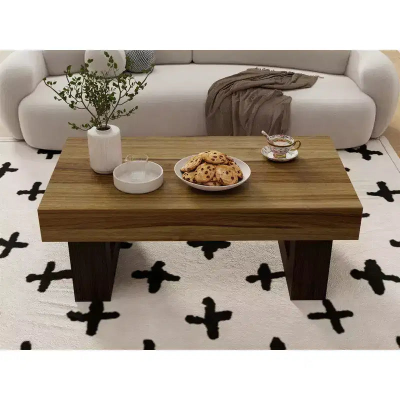 Tavolino da caffè rettangolare in legno rustico marrone AndMakers da 42,51 pollici