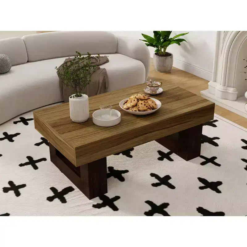 Tavolino da caffè rettangolare in legno rustico marrone AndMakers da 42,51 pollici