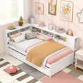Letto a giorno matrimoniale con rotelle, mensole comodino, testiera a libreria reversibile