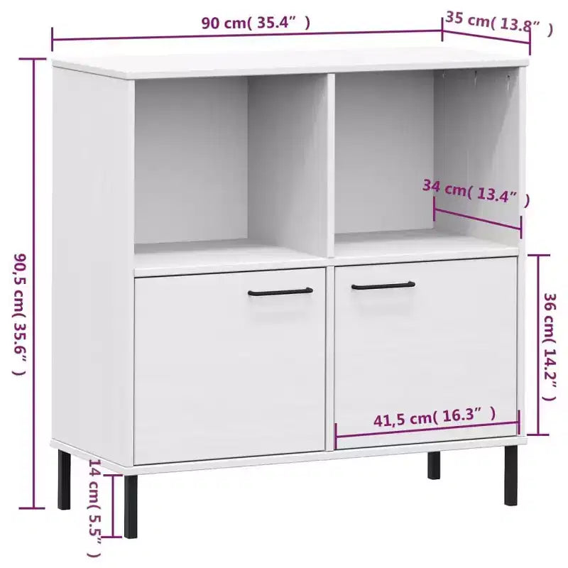 Libreria Armadio per libri con gambe in metallo Mobile contenitore OSLO Legno massello