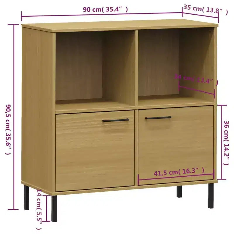 Libreria Armadio per libri con gambe in metallo Mobile contenitore OSLO Legno massello