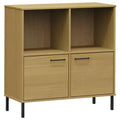 vidaXL Bookshelf Book Cabinet with Metal Legs Storage Cabinet OSLO Solid Wood