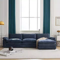 Karl Home |120 in. W Pillow Top Arm Chellie 3-Seat L-shaped Modern Sofa in Beige with Ottoman
